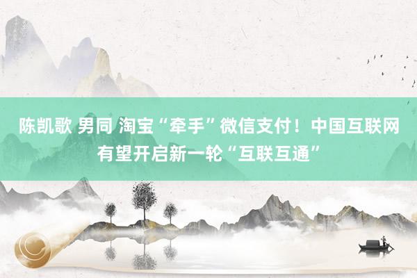 陈凯歌 男同 淘宝“牵手”微信支付！中国互联网有望开启新一轮“互联互通”