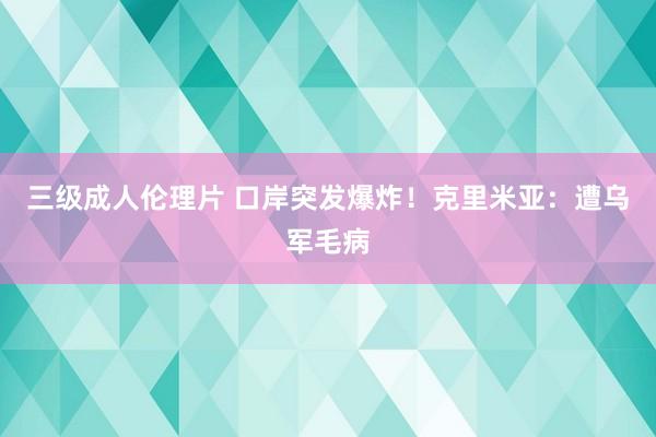 三级成人伦理片 口岸突发爆炸！克里米亚：遭乌军毛病